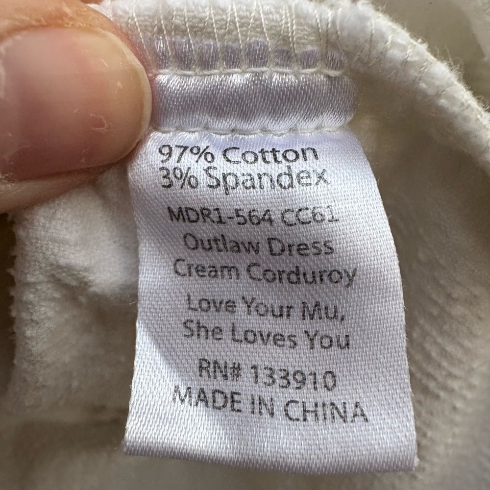 Show Me Your Mumu Women's Outlaw Corduroy Mini Dress in Cream No Belt Size Small - Picture 7 of 7